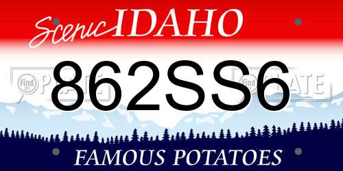 862SS6 Idaho License Plate