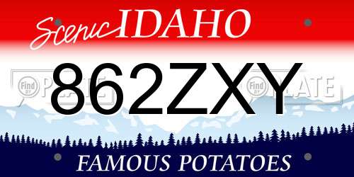 862ZXY Idaho License Plate
