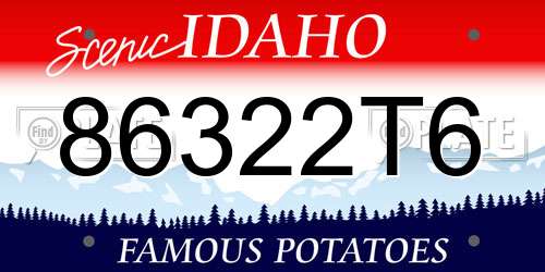 86322T6 Idaho License Plate