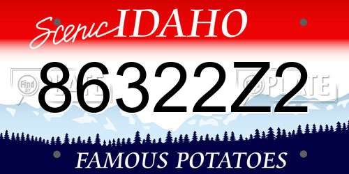 86322Z2 Idaho License Plate