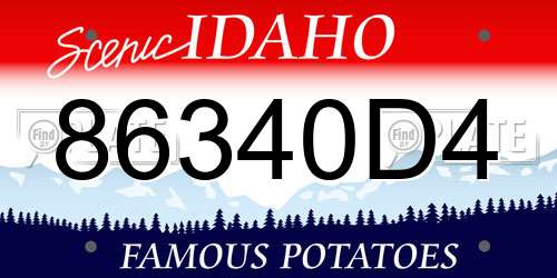 86340D4 Idaho License Plate