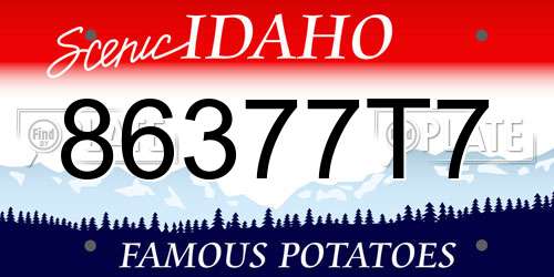 86377T7 Idaho License Plate