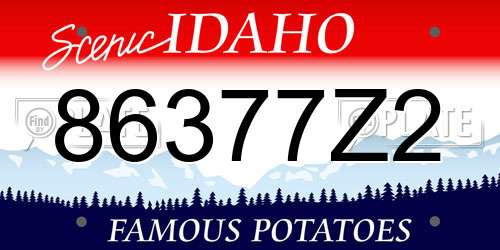 86377Z2 Idaho License Plate