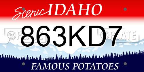 863KD7 Idaho License Plate