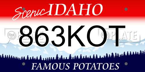 863KOT Idaho License Plate