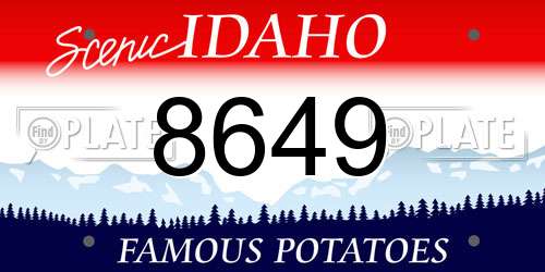 8649 Idaho License Plate