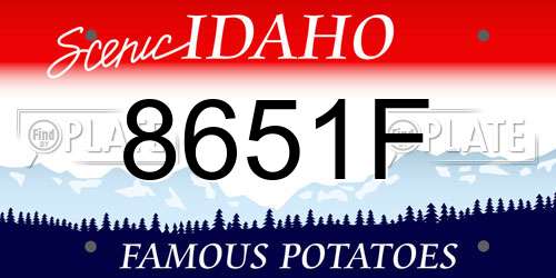 8651F Idaho License Plate