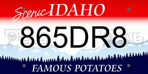 865DR8 Idaho License Plate