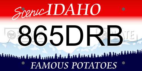 865DRB Idaho License Plate