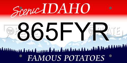 865FYR Idaho License Plate