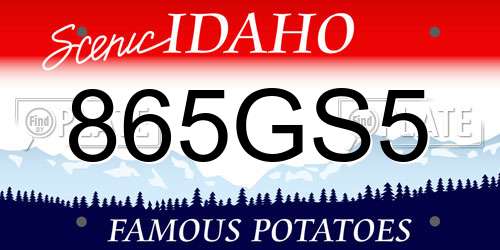 865GS5 Idaho License Plate