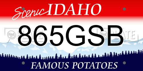 865GSB Idaho License Plate