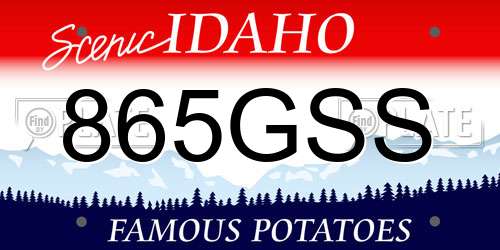 865GSS Idaho License Plate