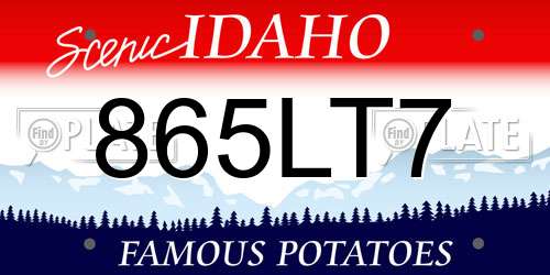 865LT7 Idaho License Plate