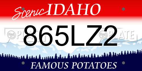 865LZ2 Idaho License Plate