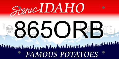 865ORB Idaho License Plate
