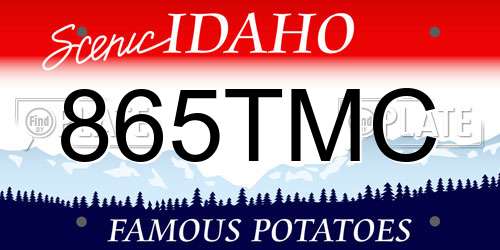 865TMC Idaho License Plate