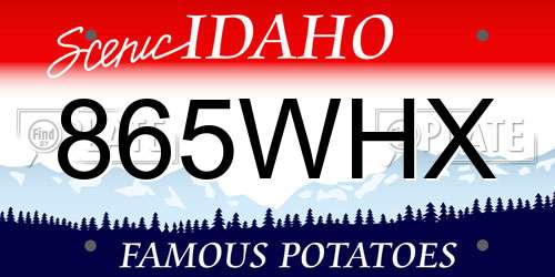 865WHX Idaho License Plate