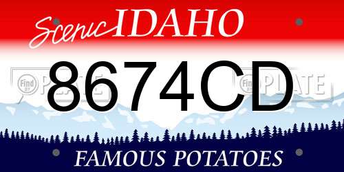 8674CD Idaho License Plate