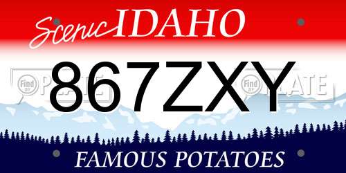 867ZXY Idaho License Plate