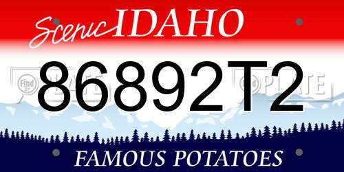86892T2 Idaho License Plate
