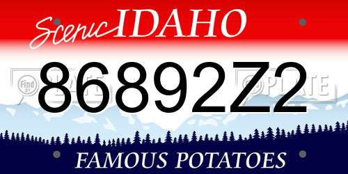 86892Z2 Idaho License Plate
