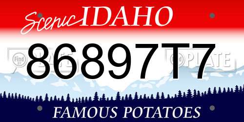 86897T7 Idaho License Plate