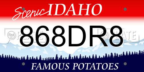 868DR8 Idaho License Plate