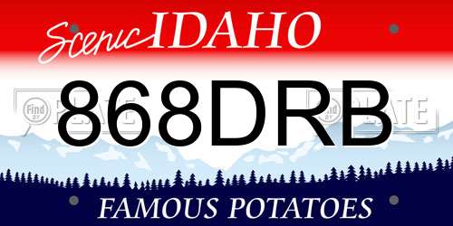 868DRB Idaho License Plate