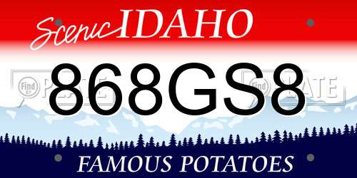 868GS8 Idaho License Plate