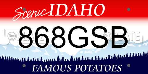 868GSB Idaho License Plate