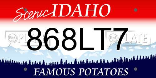 868LT7 Idaho License Plate