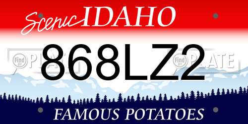 868LZ2 Idaho License Plate