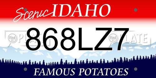 868LZ7 Idaho License Plate
