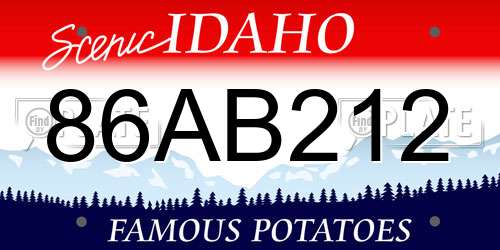 86AB212 Idaho License Plate