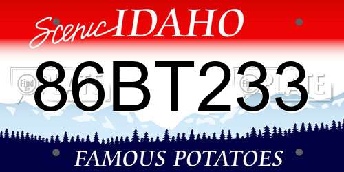 86BT233 Idaho License Plate