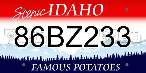 86BZ233 Idaho License Plate