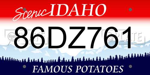 86DZ761 Idaho License Plate