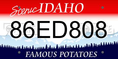 86ED808 Idaho License Plate