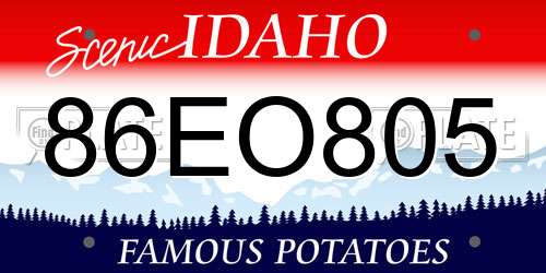 86EO805 Idaho License Plate