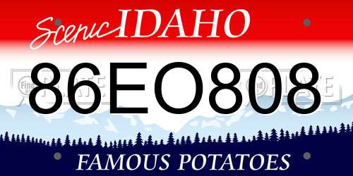 86EO808 Idaho License Plate