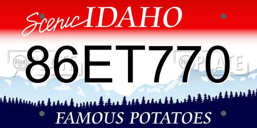 86ET770 Idaho License Plate