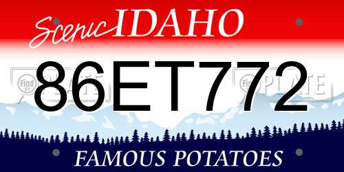 86ET772 Idaho License Plate
