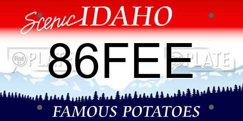 86FEE Idaho License Plate