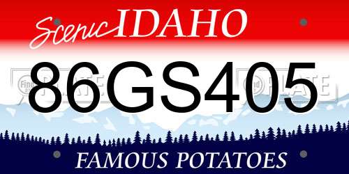 86GS405 Idaho License Plate
