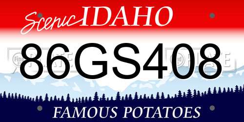 86GS408 Idaho License Plate