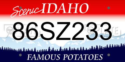 86SZ233 Idaho License Plate