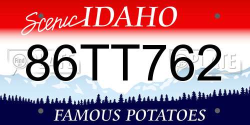 86TT762 Idaho License Plate