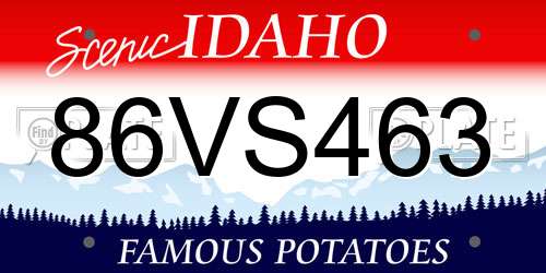 86VS463 Idaho License Plate