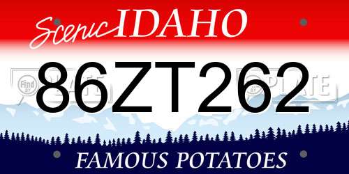 86ZT262 Idaho License Plate